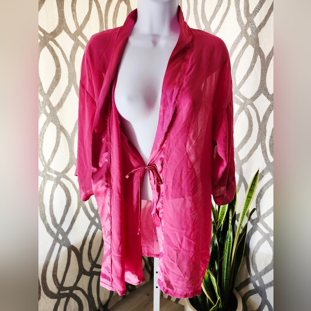 Vibrant Pink Sheer Kimono Medium - Picture 2 of 4